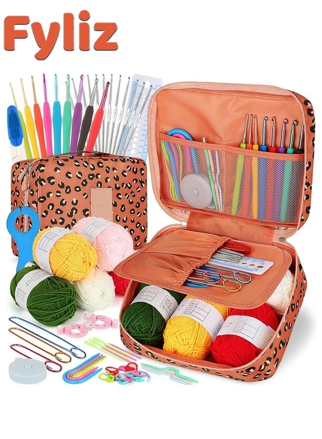 Fyliz 59PCS Crochet Kit with Storage Bag - Ergonomic Crochet Hooks, Multicolor Crochet Accessories for Beginners & Experienced, Perfect Gift for Girls, Grandma, Wife & Family, Craft Supplies - Image 1